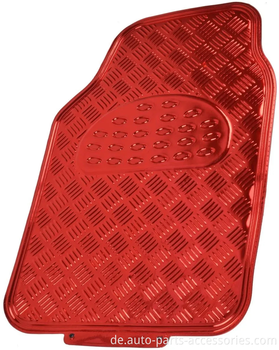 Universal Fit 4-teilig Metallic Design Car Floor Mattenstillung Alle Wetter mit Gummi-Rücken (Wein rot)